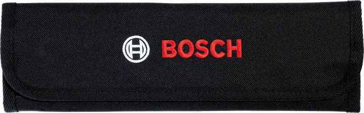 Набор гаечных ключей Bosch в закрытой черной брезентовой сумке.